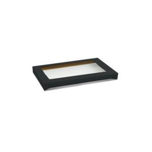 Rectangle Black Catering Tray Lid -Small-PET Window-100/ctn