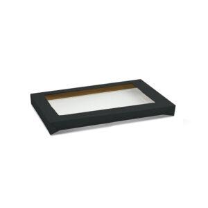 Rectangle Black Catering Tray Lid -Medium -PET Window-100/ctn