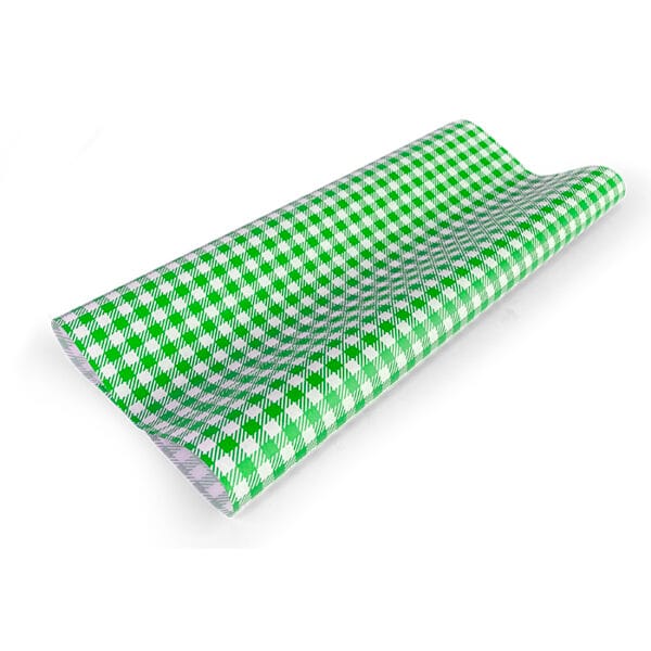 #Greaseproof Paper Gingham Green Large 400 X 330mm - 200/ream